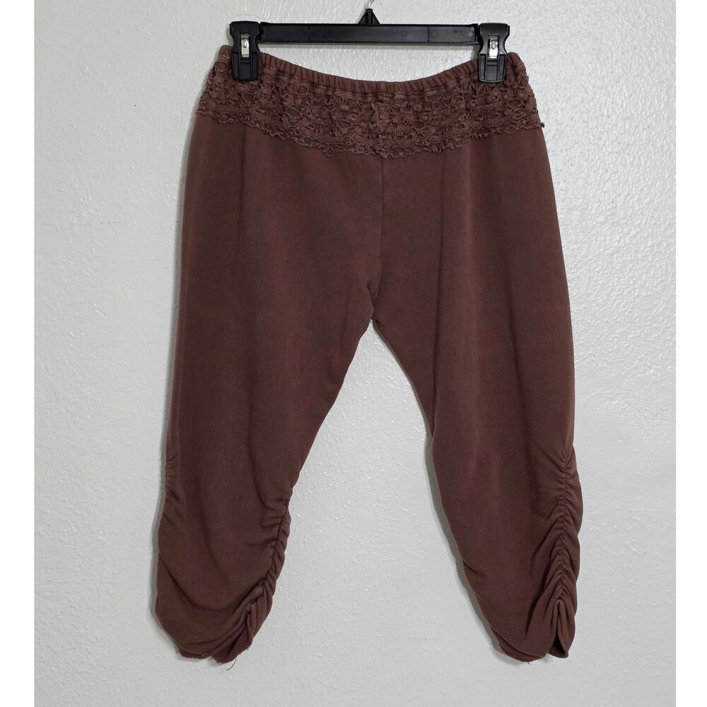 FP One Free People Dance Pant Ruched Lace Crochet Low Rise Prairie Cottagecore - Picture 4 of 11